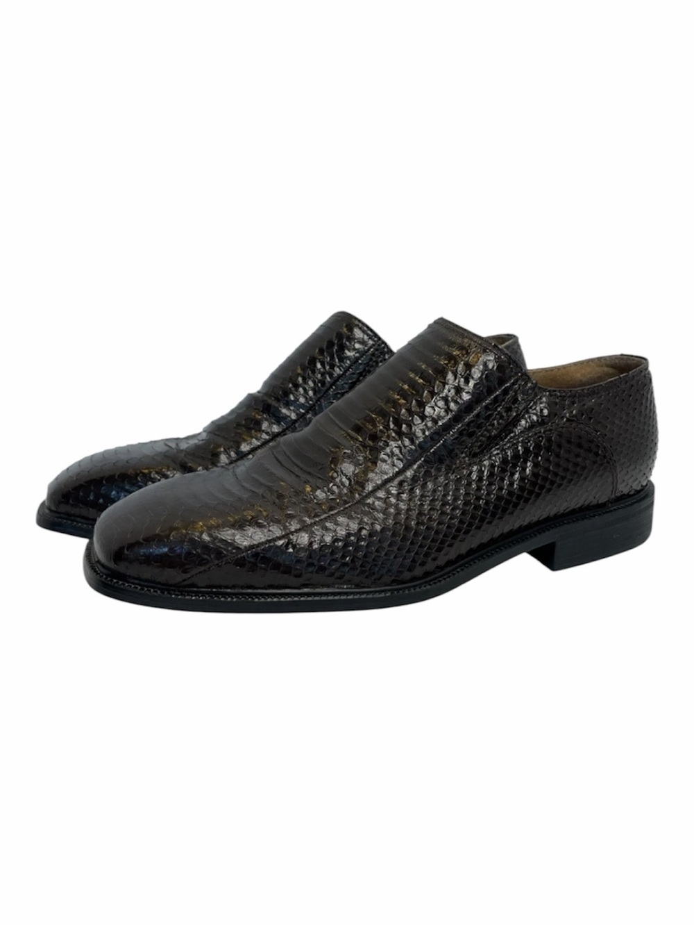 Giorgio Brutini Genuine Snakeskin Loafers Brown Dress Shoes Men’s 8W Wide